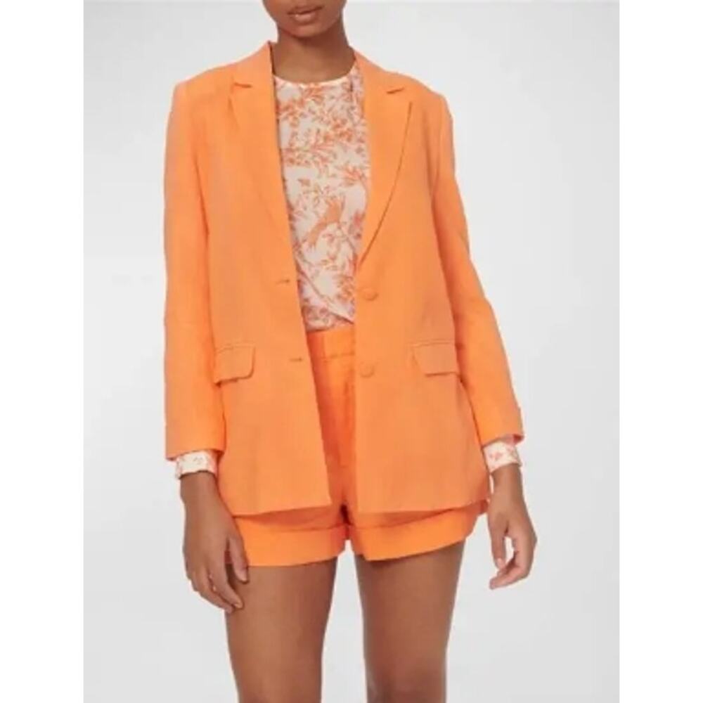Revolve Cami NYC Owen Notched Lapel Linen Cotton Blazer Light Jacket  Orange L
